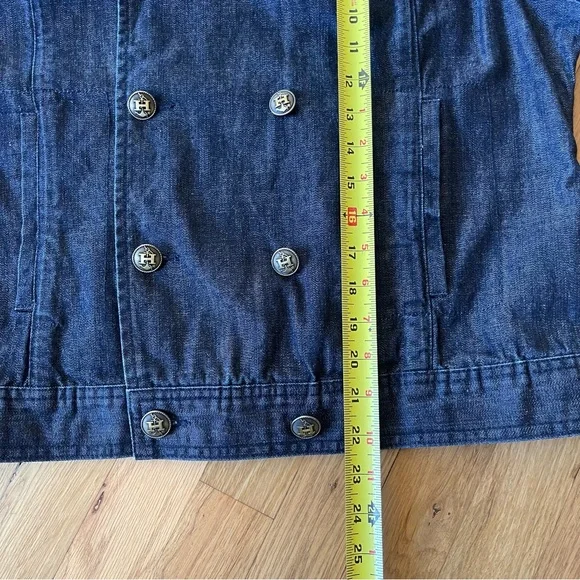 Vtg 2002 Tommy Hilfiger Double Breasted Denim Jacket Metal Nautical Buttons XL - Picture 6 of 15
